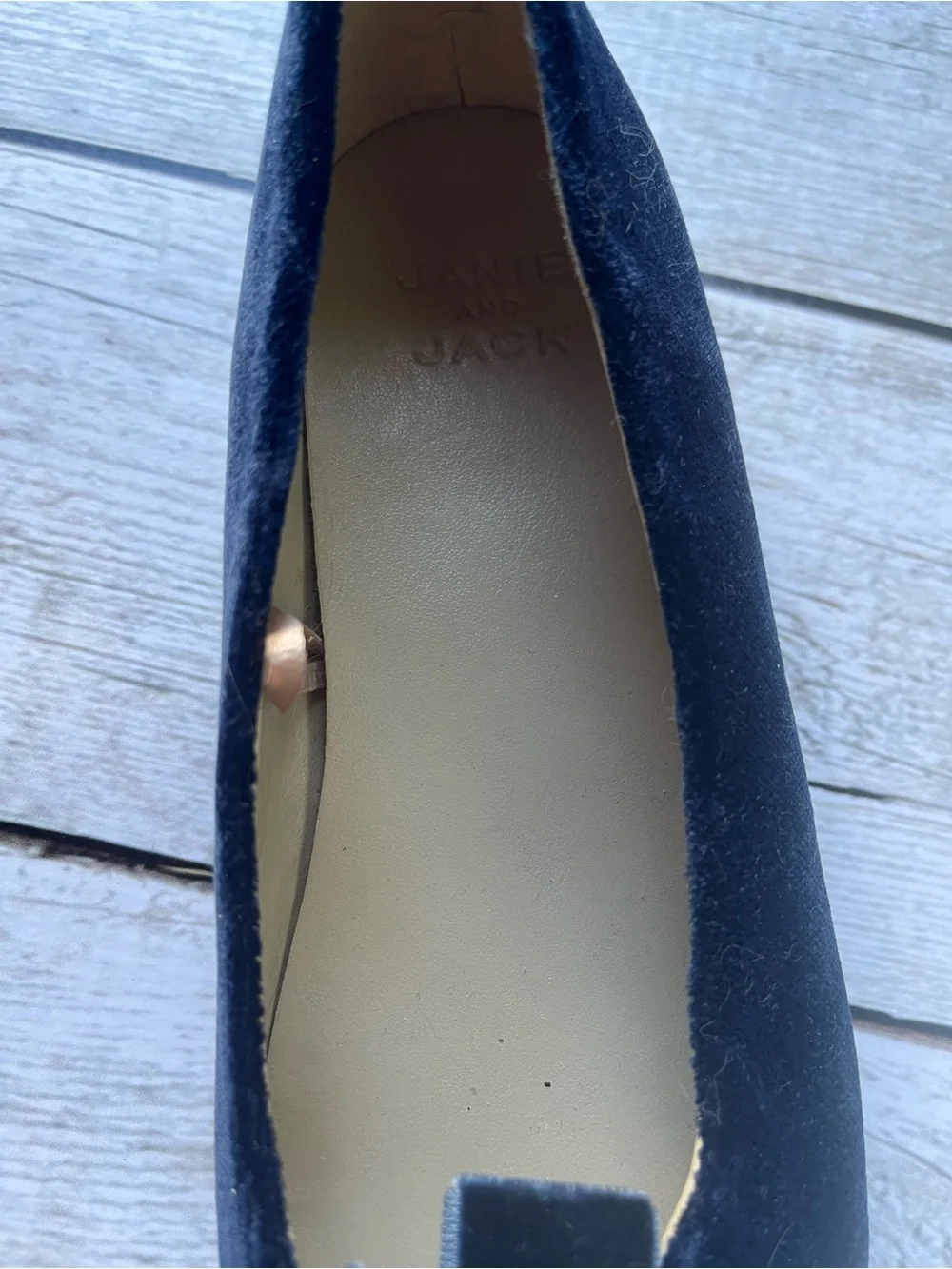 Janie & Jack Girls’ Navy Velvet Bow Pointed Toe Flats